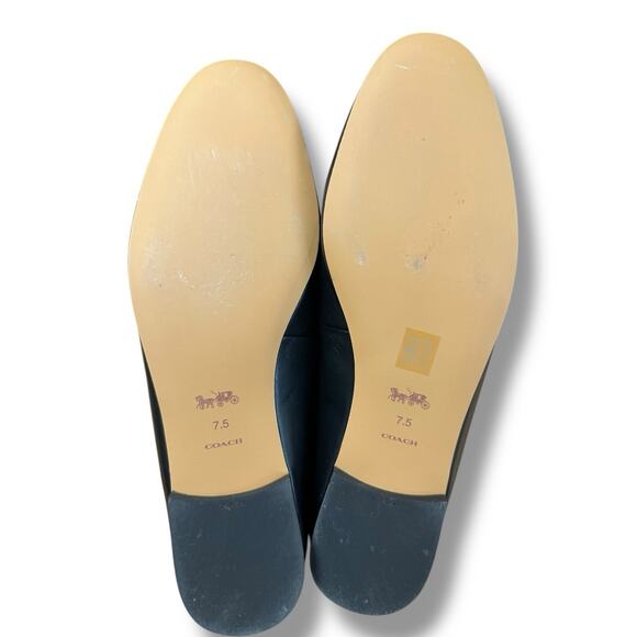 COACH Sienna Leather Slide Loafer Shoes Mule Clog Black Gold Luxury Women Sz 7.5 - Picture 14 of 16